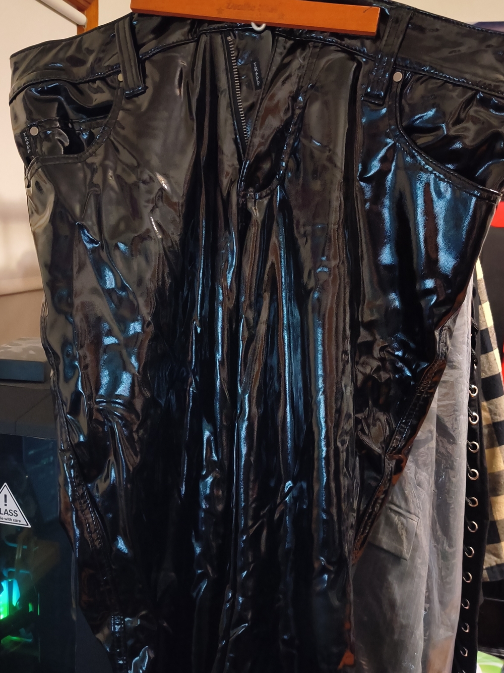 Tripp Nyc Glossy Black Patent Vinyl Pants